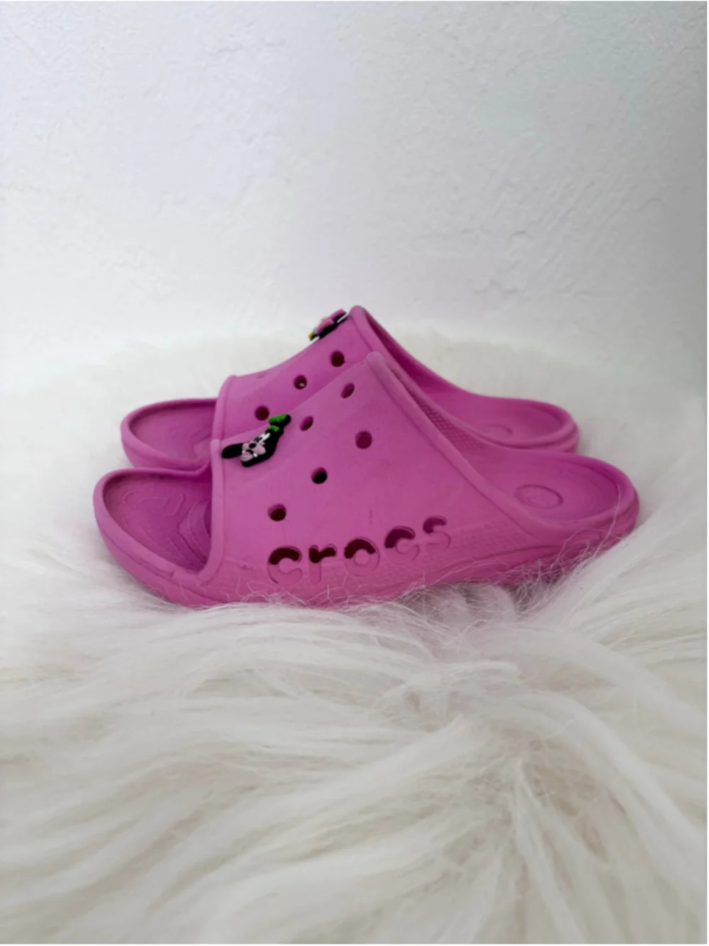 Girls Crocs Pink Sandals Size 12 (Toddler Girl) Slides Logo
